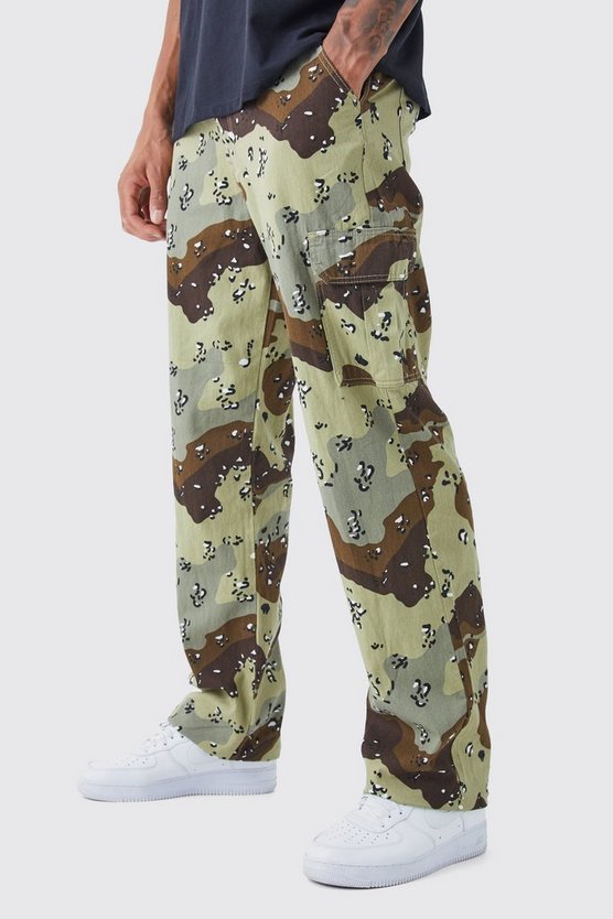 Tall lockere Camouflage Cargo-Hose mit Schnür-Detail