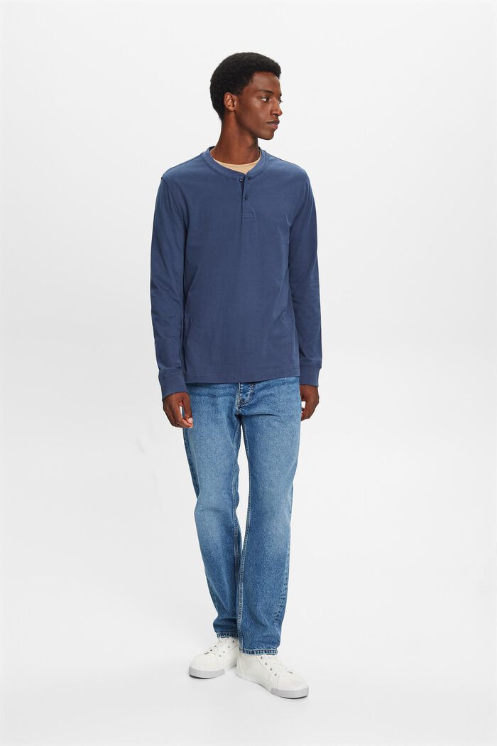 Henley-Top aus Baumwolljersey in Washed-Optik