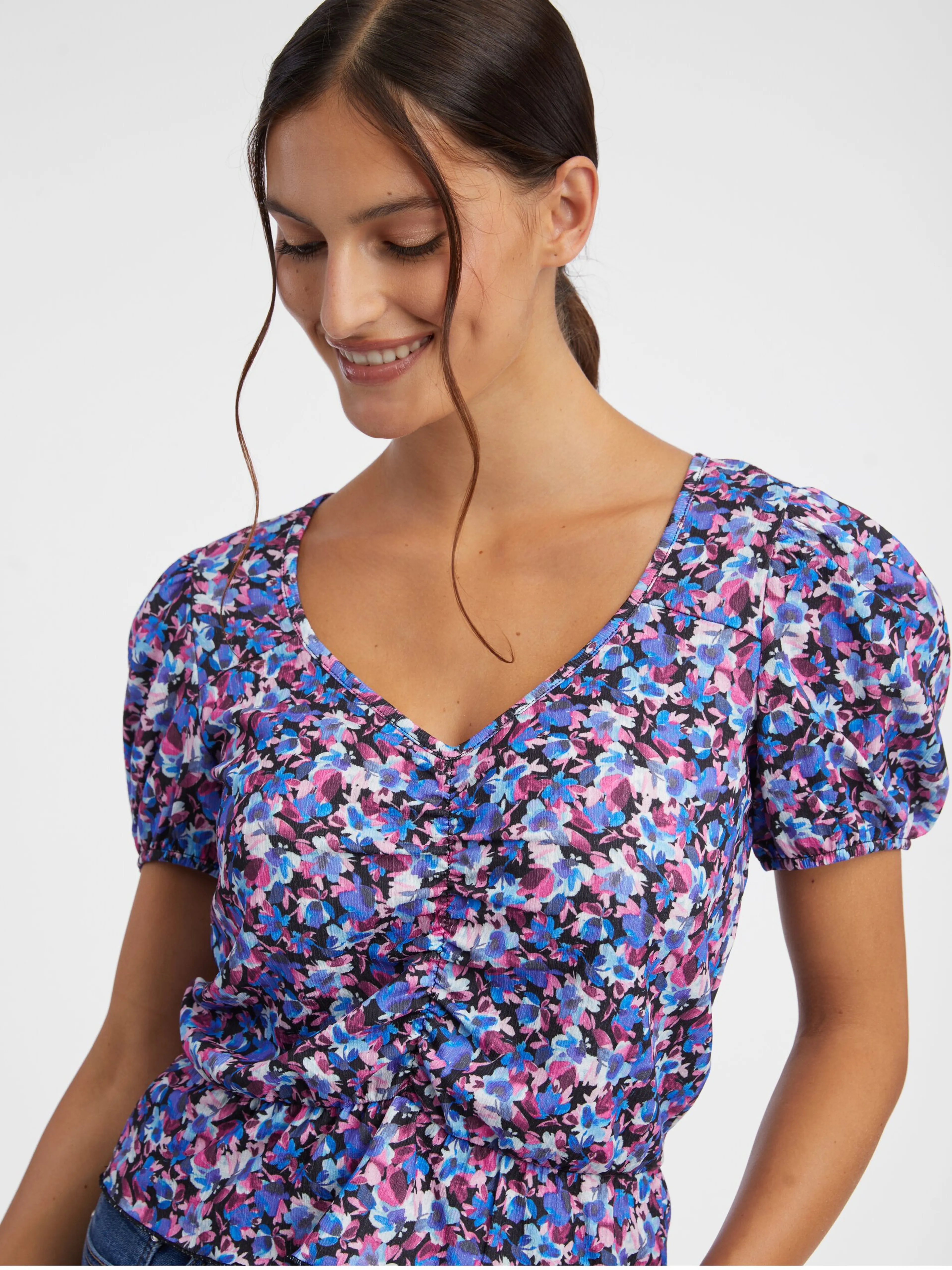 Lila geblümtes Damen-Top ORSAY