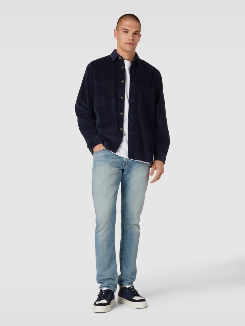 Overshirt aus Cord mit Umlegekragen in marineblau