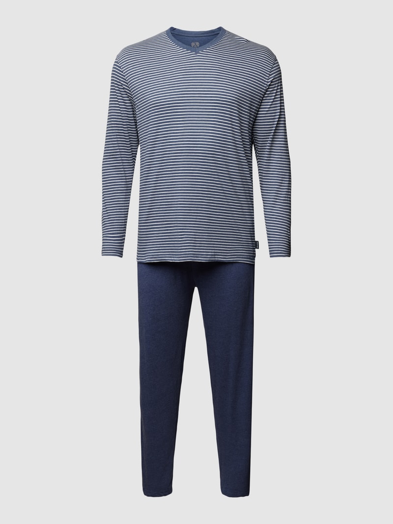 PLUS SIZE Pyjama mit Streifenmuster in blau meliert