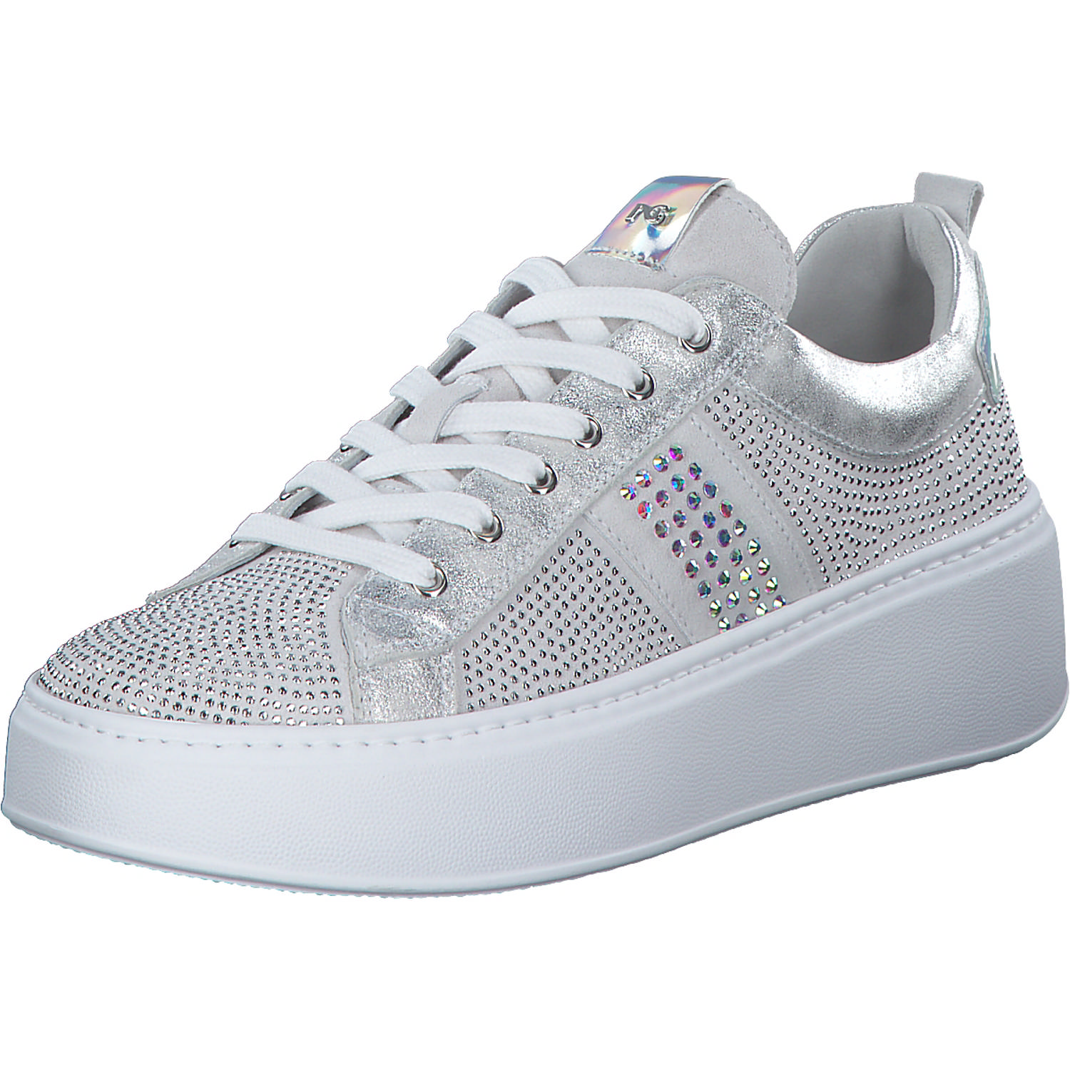 NeroGiardini E409988D, Schnürschuhe, Damen, weiß silber