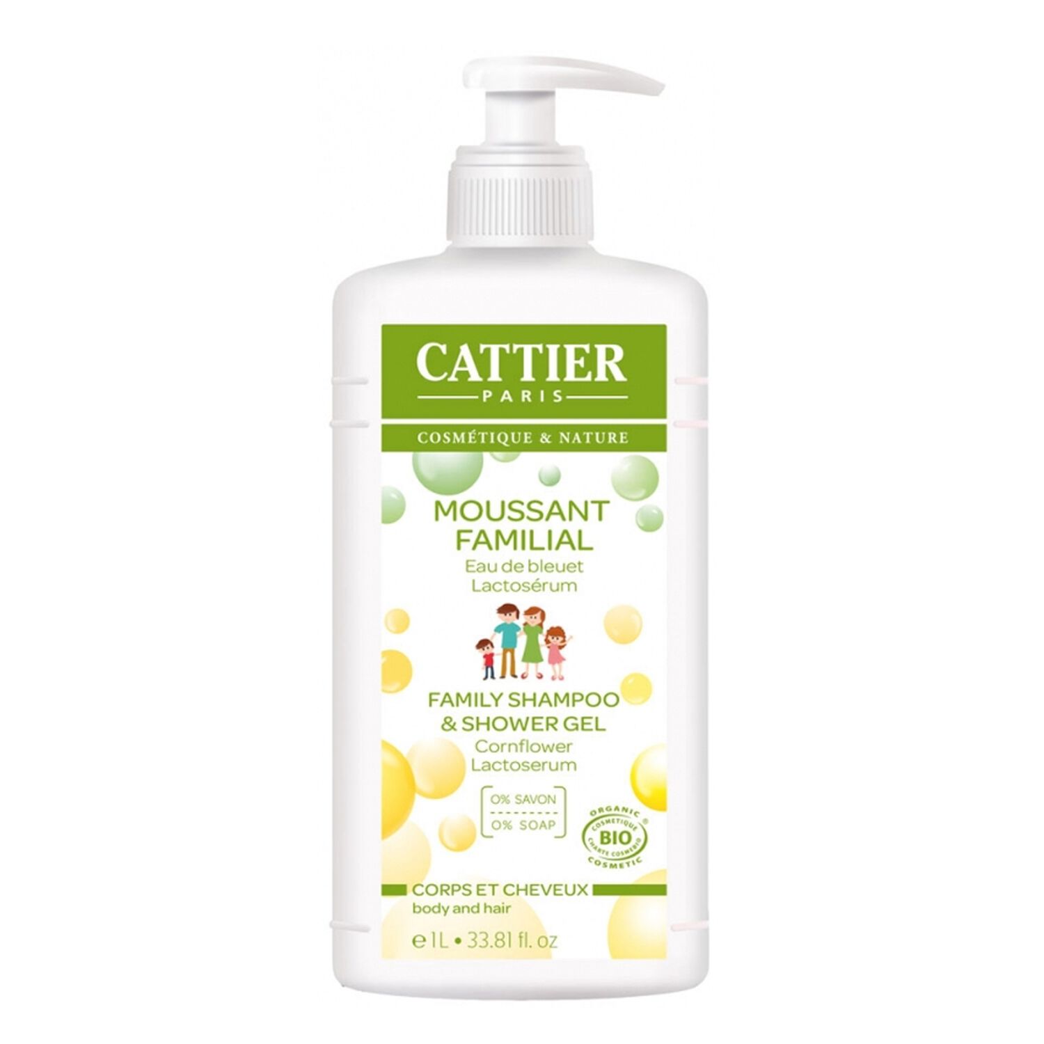 Cattier Moussant Familial Corps & Cheveux Eau de Bleuet & Lactosérum
