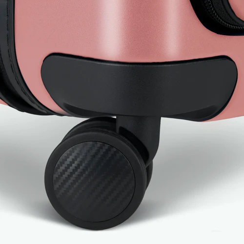 HND 4-wheel hard-shell suitcase, plain pink pouch