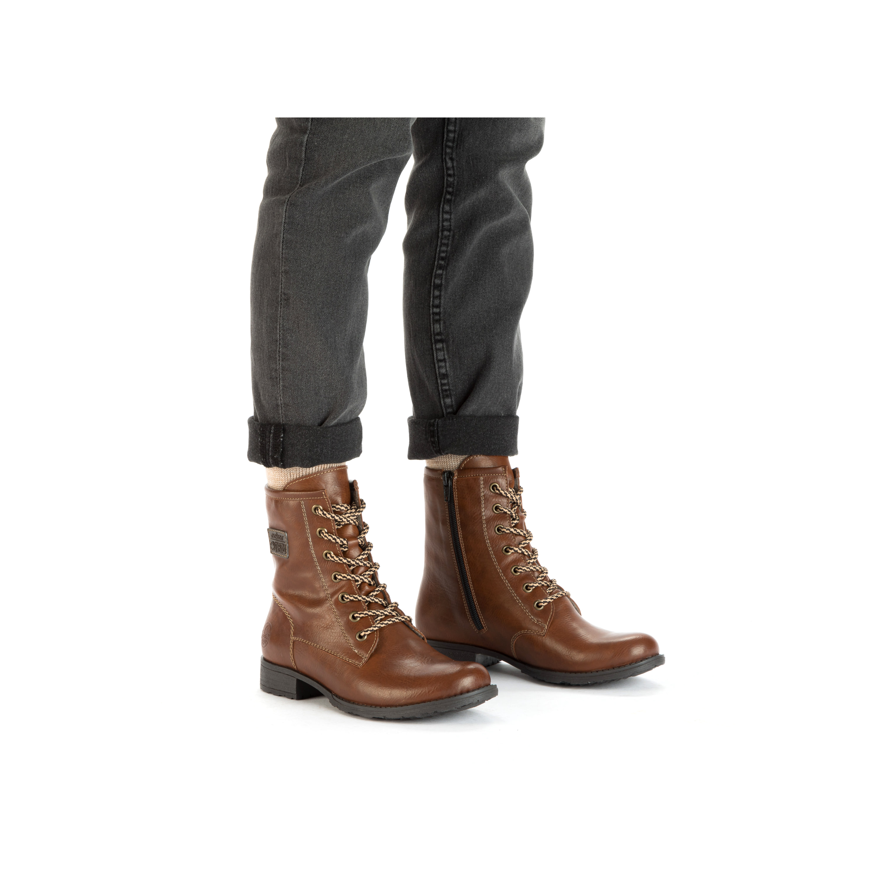 Rieker Damen Schnürstiefel fuchsbraun