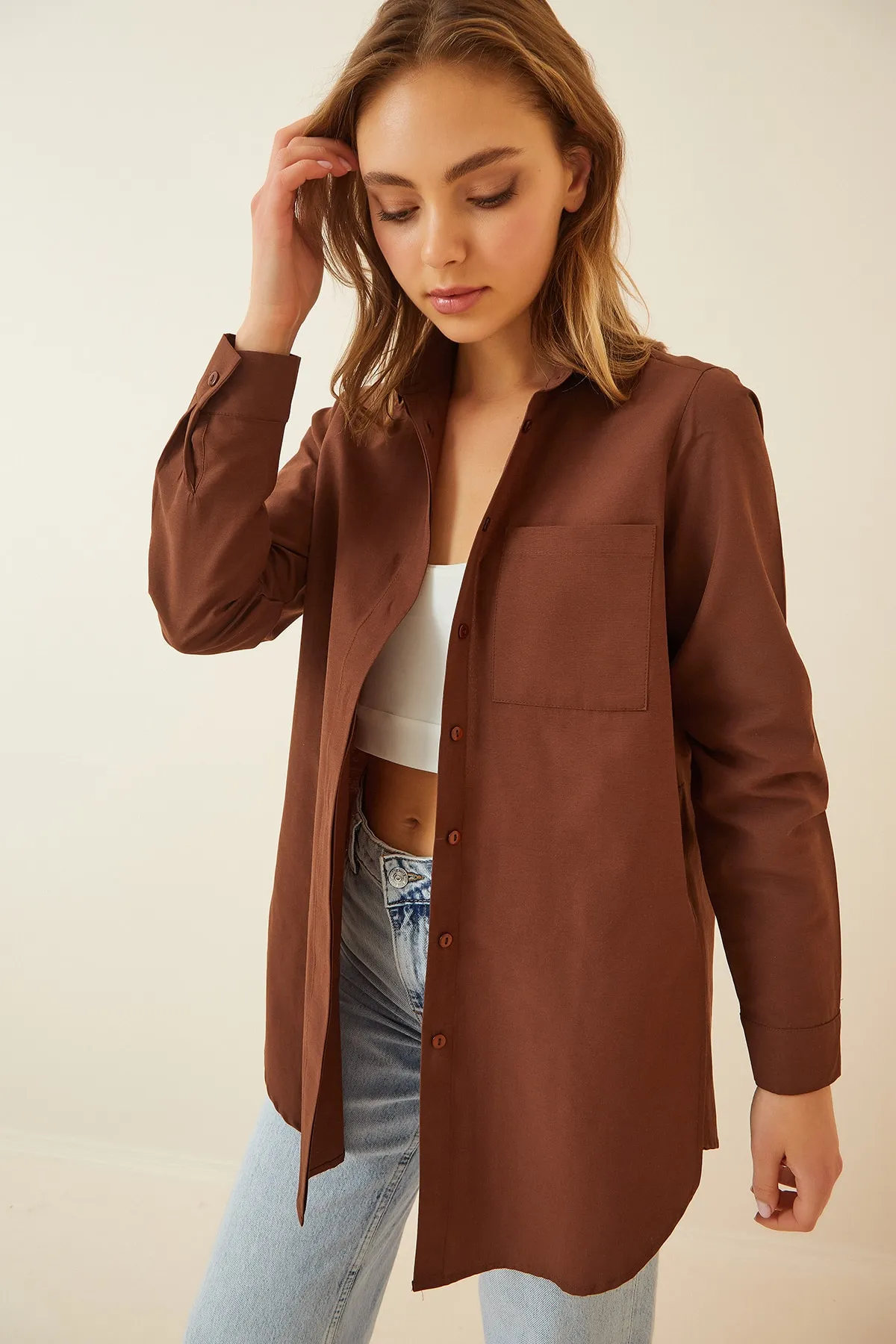 Happiness İstanbul  Hemd - Braun - Relaxed Fit