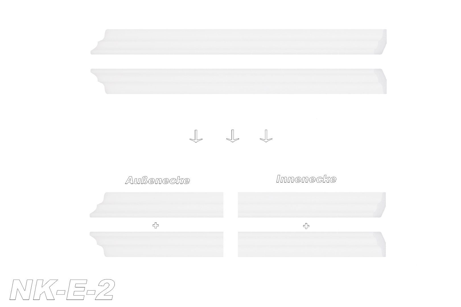 marbet design Stuckleiste E-2, Innen- & Außenecke (1 Stück), XPS Styropor weiß - Deckenleisten Deckenabschlussleisten E-Leisten - (Innen- & Außenecke E-2)