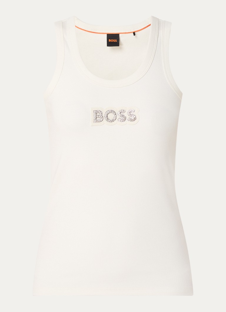 HUGO BOSS Ematite rib-knit tank top with rhinestones