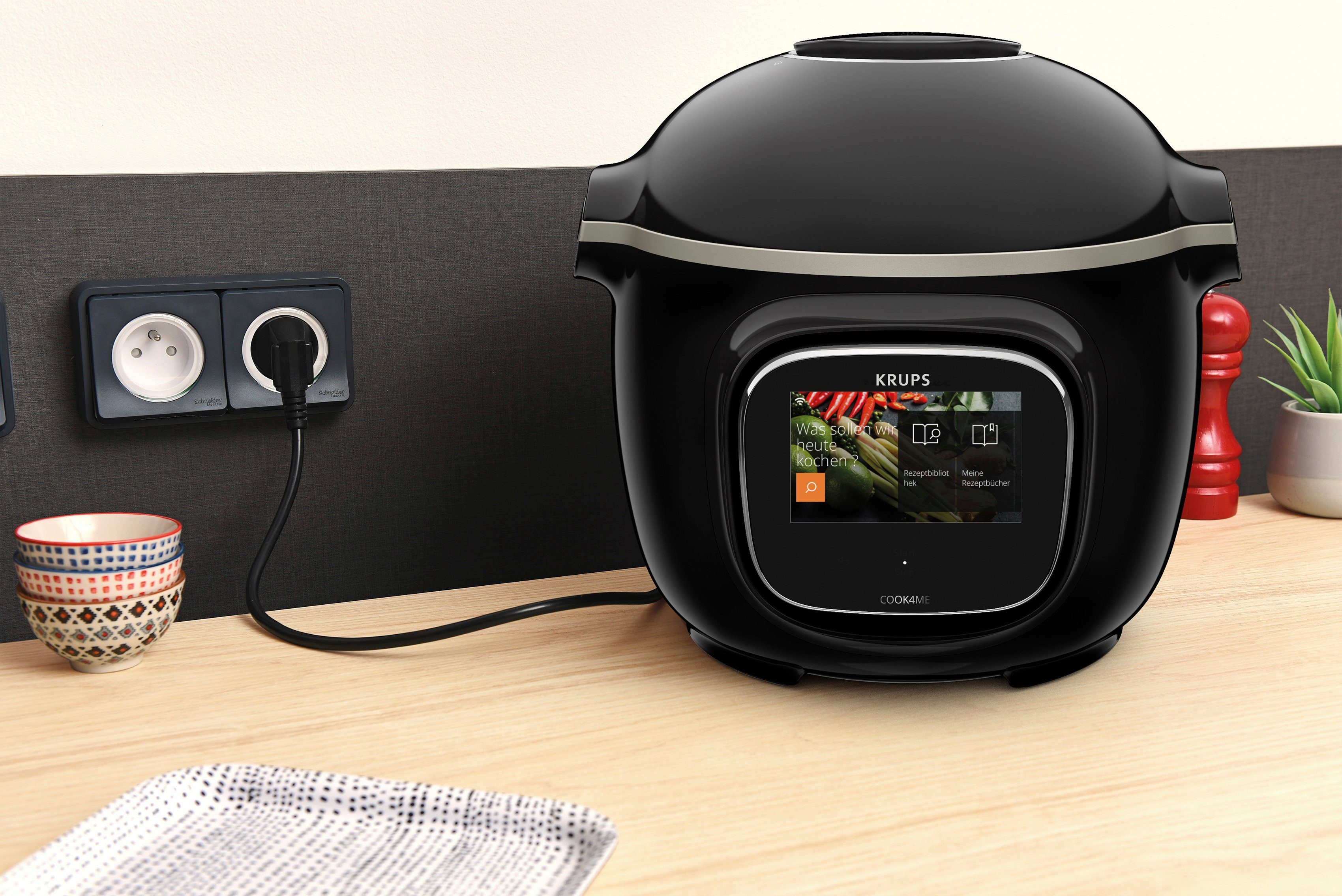 Krups Multikocher CZ9128 Cook4Me Touch, 1600 W, 6 l Schüssel, elektr. Schnellkochtopf, WLAN-fähig, 250 Rezepte, 13 Gareinstellungen