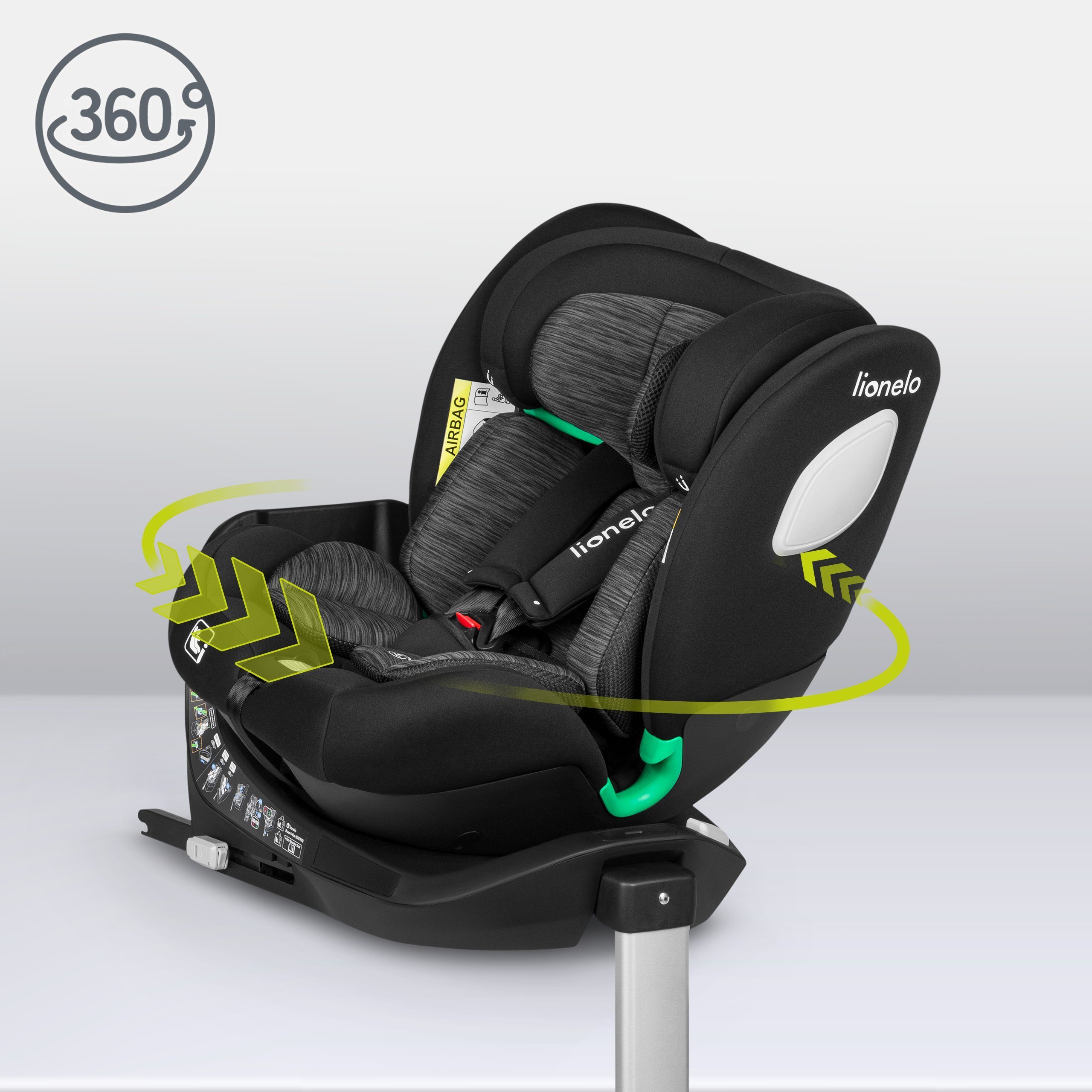 lionelo Autokindersitz BRAAM i-SIZE, ab: ab Geburt, bis: bis 36 kg (160 cm), ab: 1,00 kg, bis: 36,00 kg, (set), 4-in-1-Sitz / ISOFIX + Stabilisierungsfuß / sehr sicher