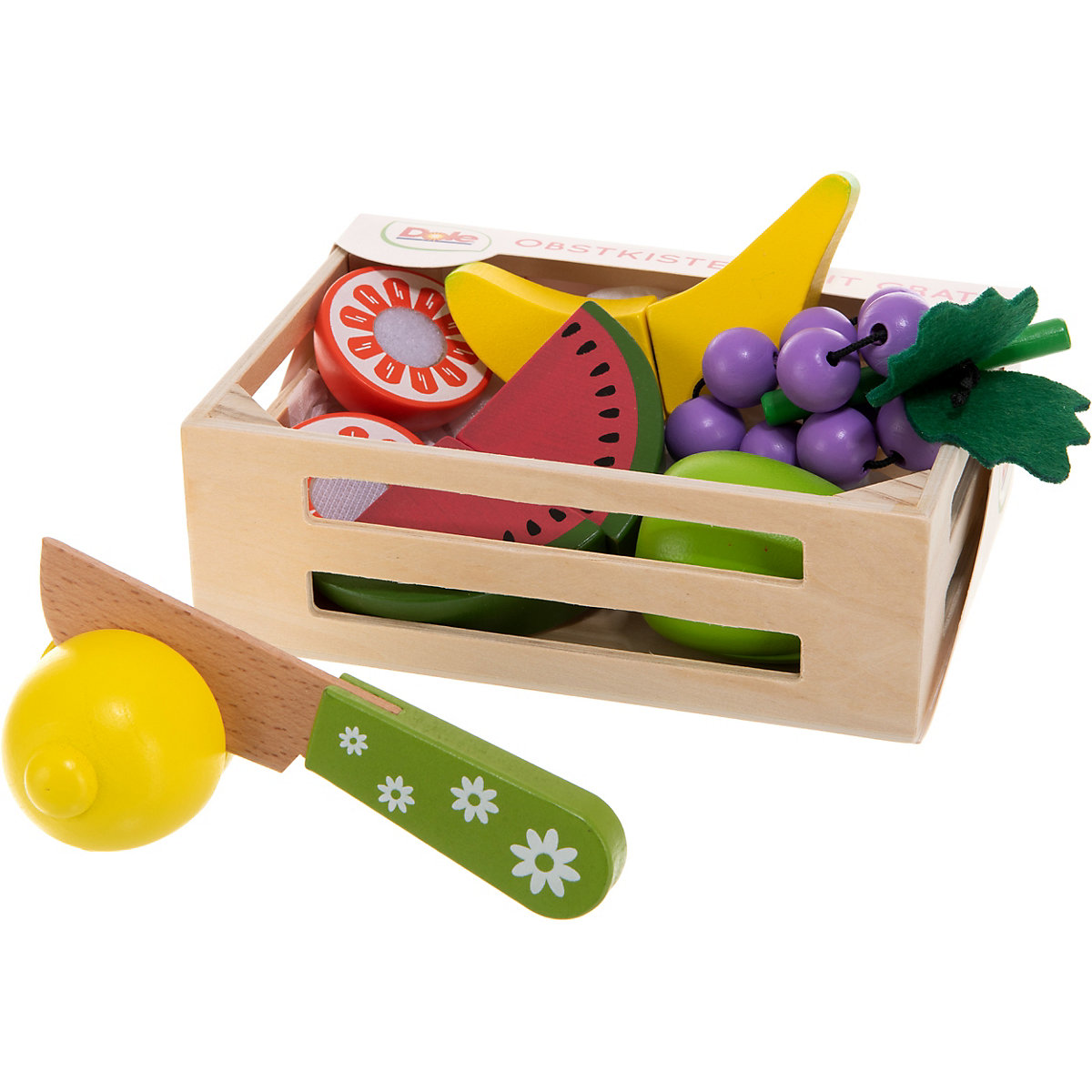 Obst zum Schneiden in Holzkiste