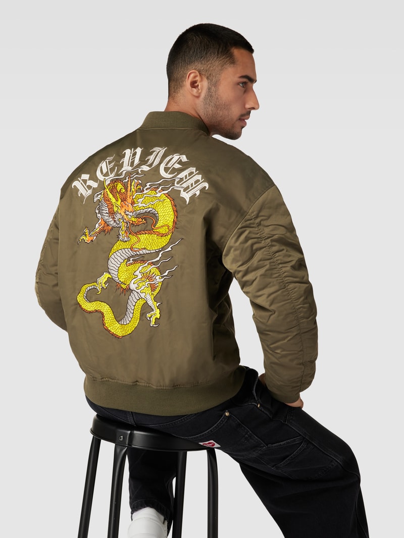 Bomberjacke mit Stehkragen in khaki