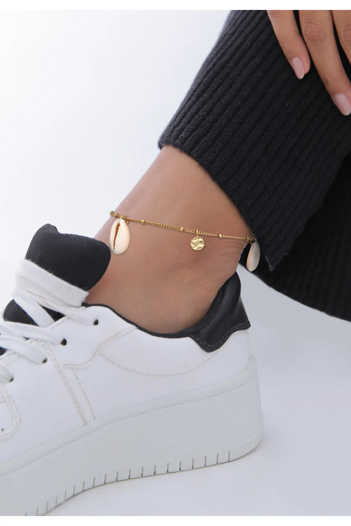 ELLI  Fußschmuck Plättchen Kauri Muschel Maritim 925 Silber