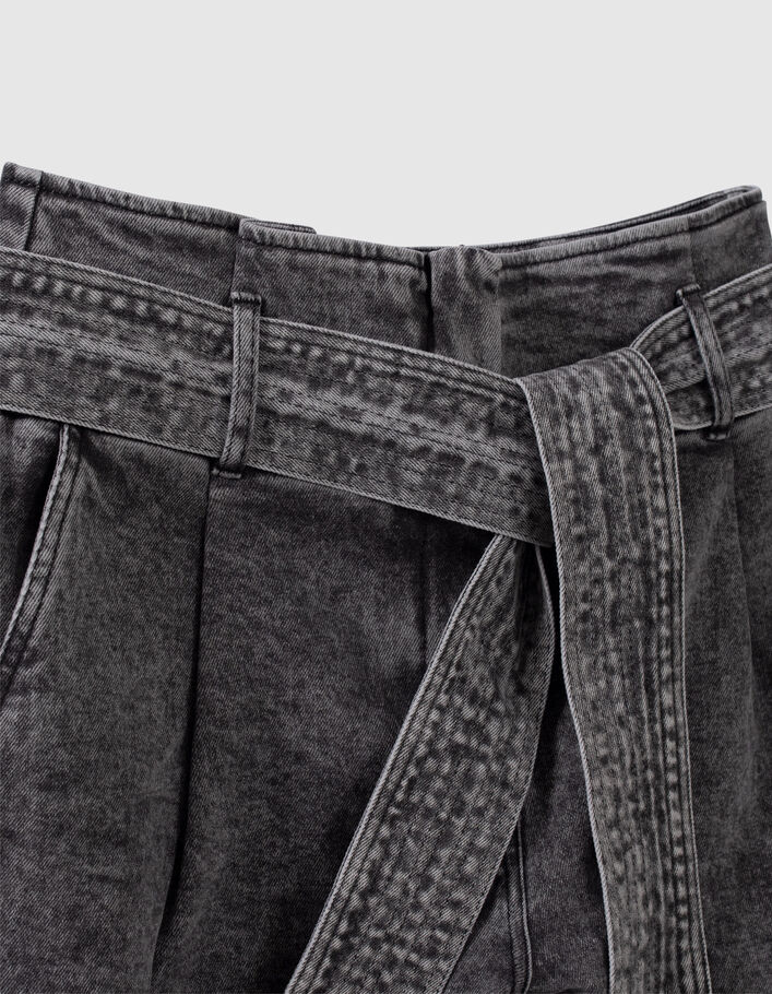 Jean bootcut gris taille haute ceinturée Femme