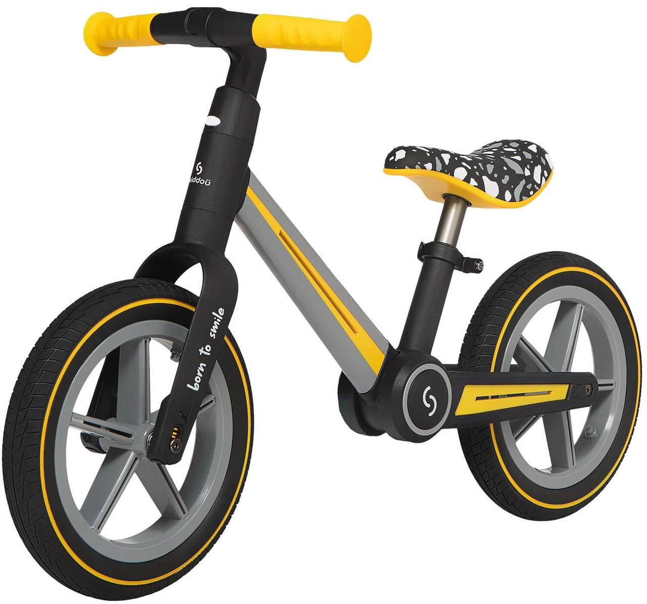 trends4cents Skiddoü Ronny Gelb faltbares Laufrad für Kinder bis 30 kg Aluminiumrahmen Kinderrad verstellbar Rad Balance Lernhilfe