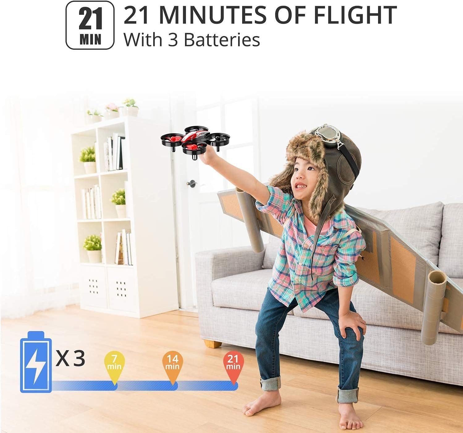HOLY STONE HS210 Mini Drohne RC Drone für Kinder und Anfänger, Drohne (Mini Quadrocopter RC Helikopter Indoor mit 3 Akkus, Automatischer)
