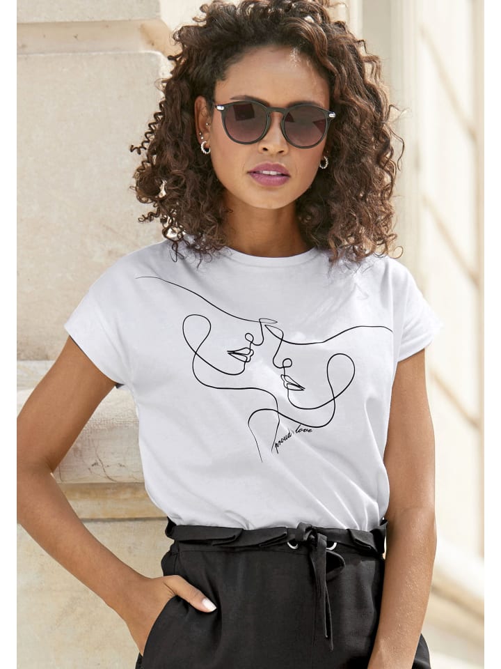 LASCANA Kurzarmshirt in weiß günstig kaufen