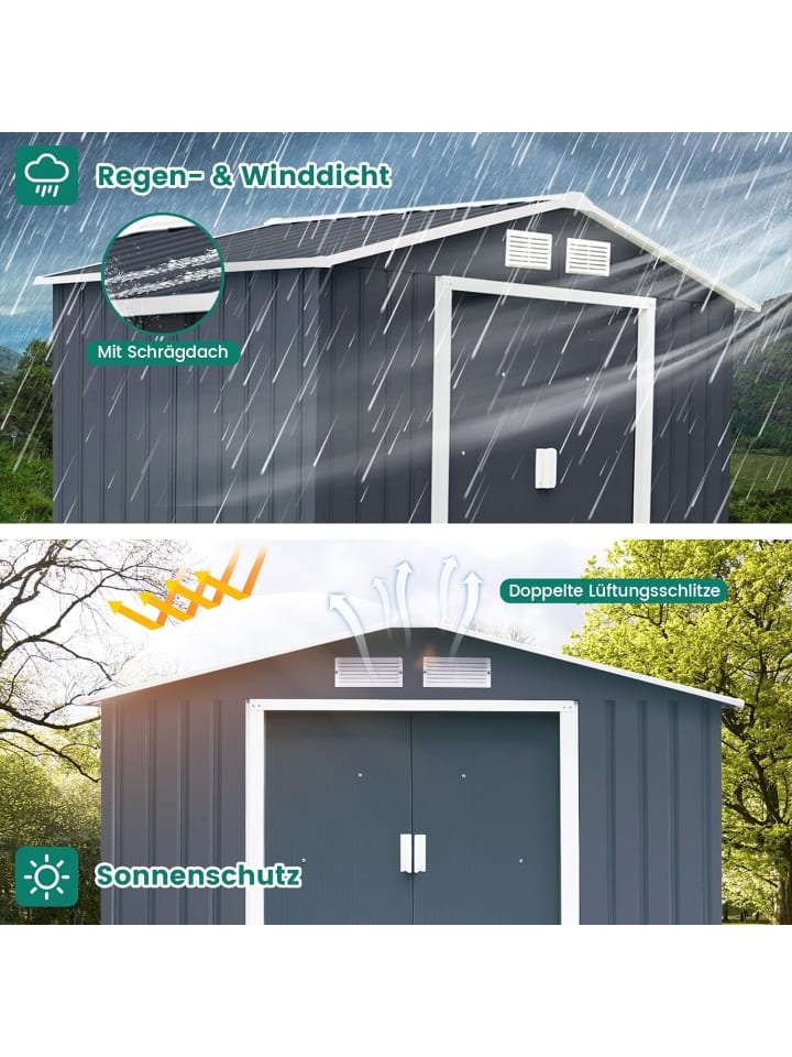 COSTWAY Gerätehaus 213x127x185cm in Grau günstig kaufen onesize