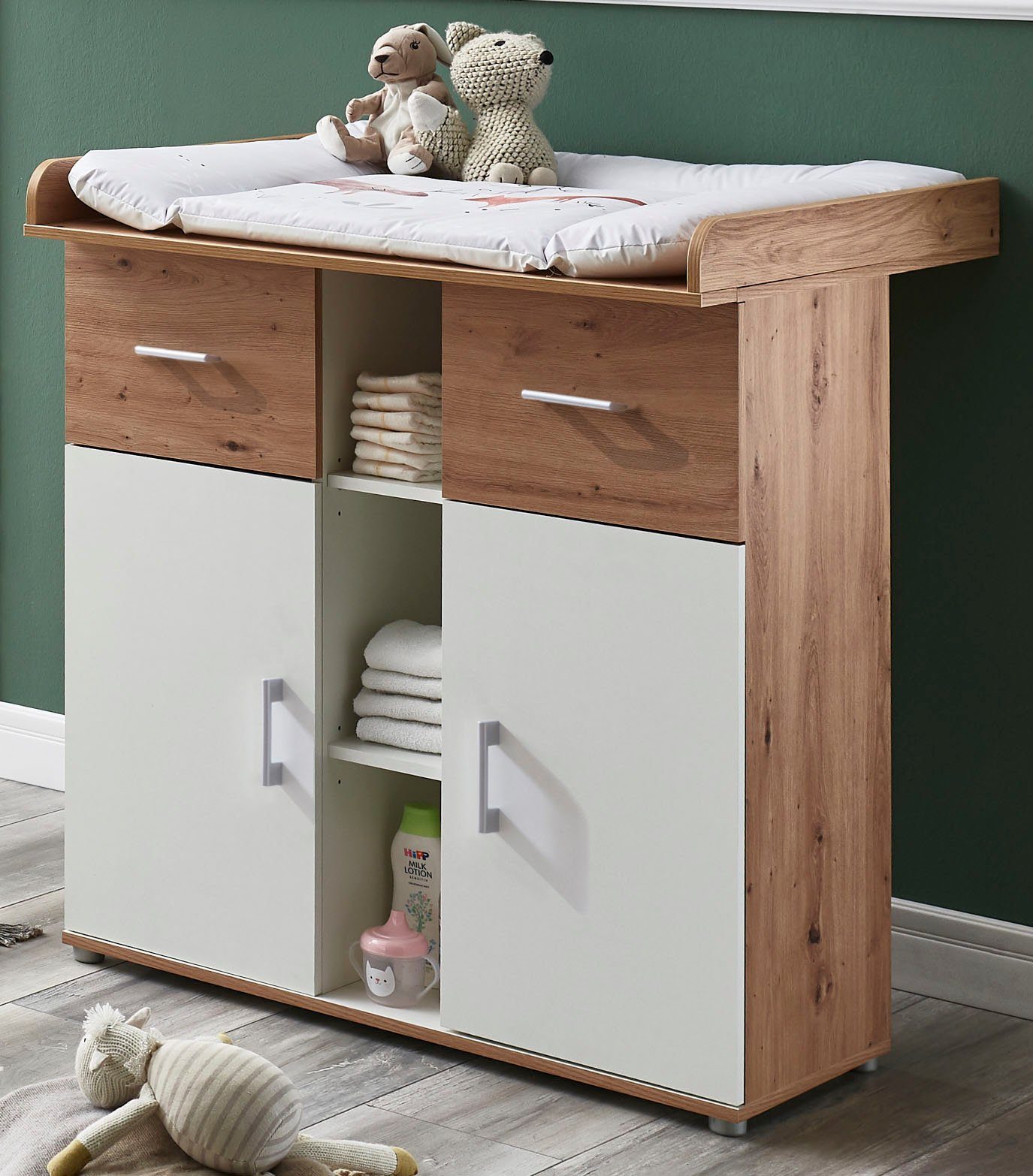 arthur berndt Babyzimmer-Komplettset Babyzimmer-Set Matheo 3-teilig, (Set, 3-St), bestehend aus Kleiderschrank, Kinderbett und Wickelkommode