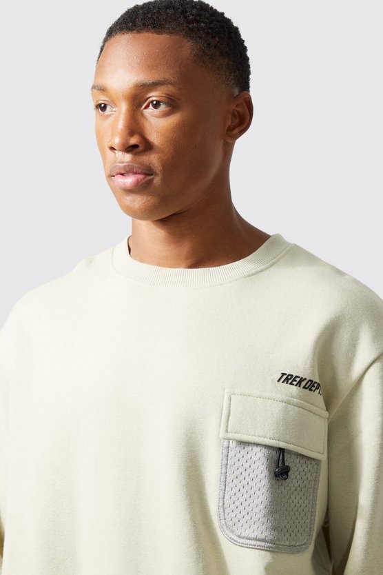Active Oversize Mesh-Sweatshirt mit Tasche