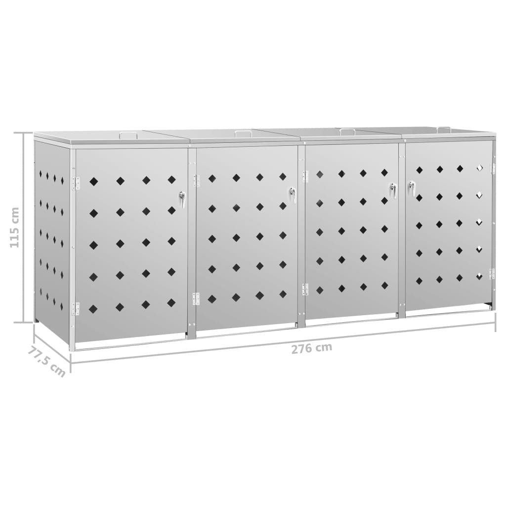 DOTMALL Mülltonnenbox Gartenbox 4 x 240L,Edelstahl, Mülltonnenverkleidung