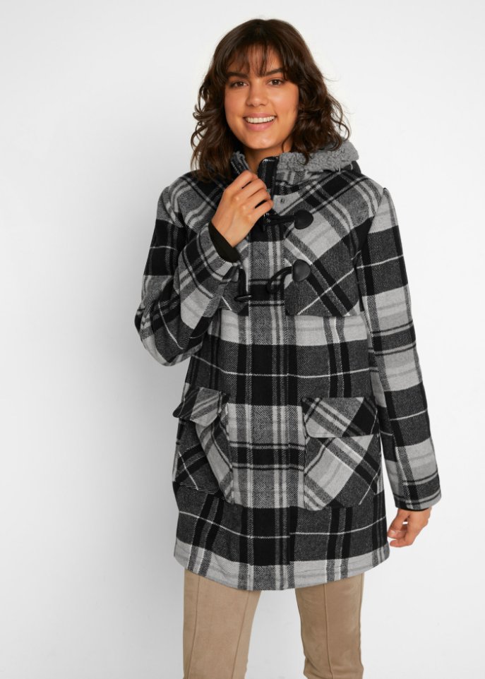 leicht wattierter Dufflecoat mit Kapuze