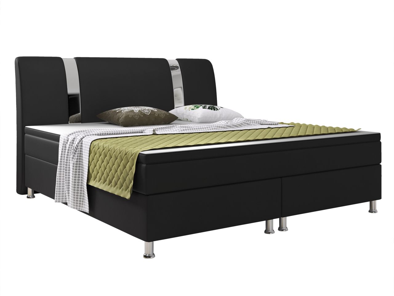IHG Boxspringbett Riva 180x200 cm Kunstleder Schwarz