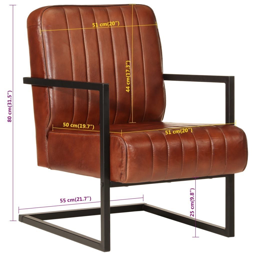 vidaXL Sessel Sessel Braun Echtleder (1-St)