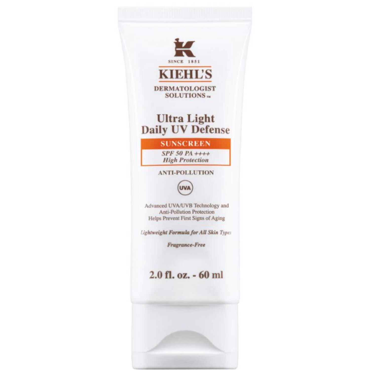 kiehl's Ultra Light Daily UV Defense SPF 50 PA++++ Fluide solaire visage anti-pollution tous types de peaux 60 ml