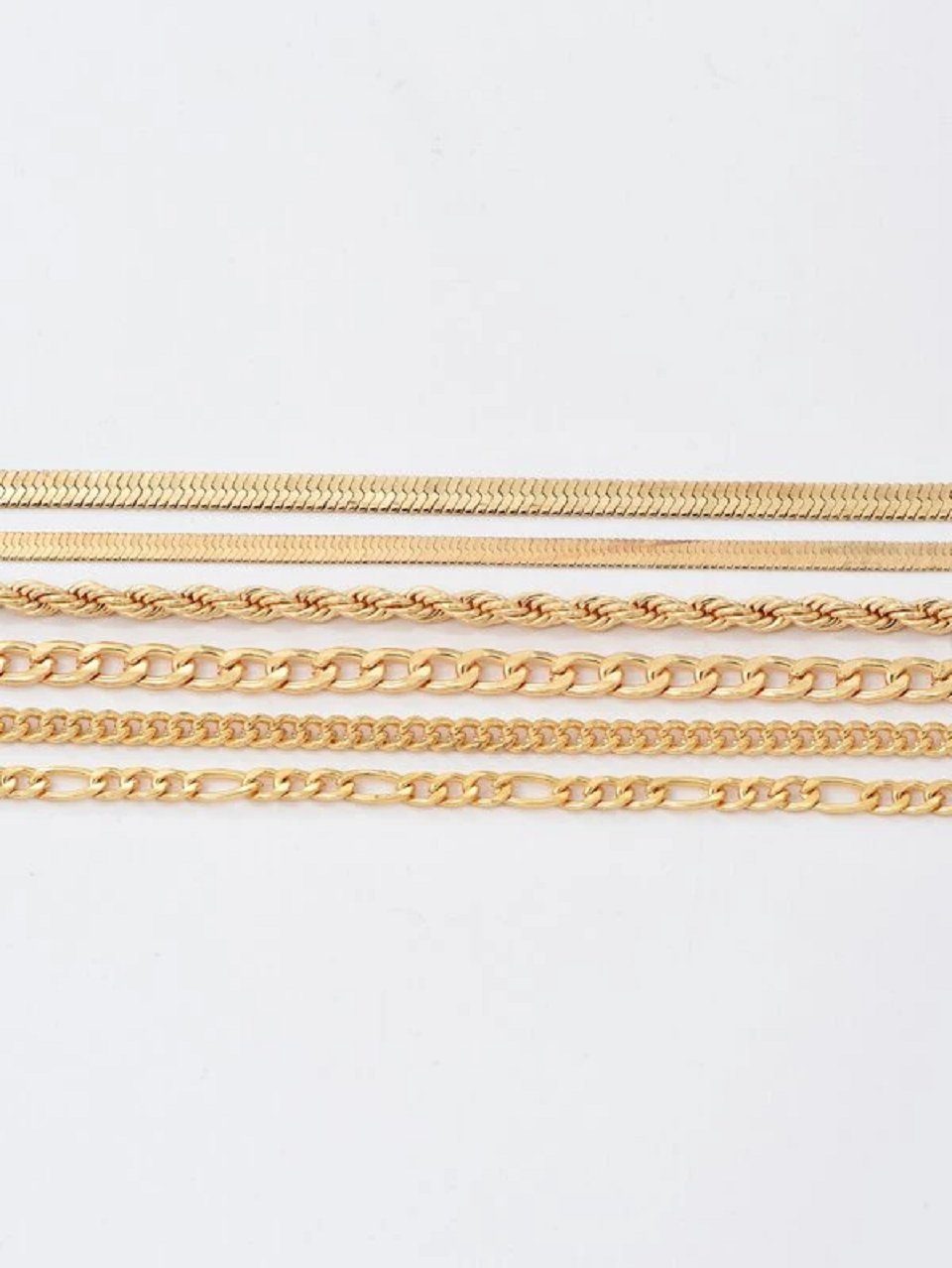 ENGELSINN Ketten und Armband Set Edelstahl Armketten Set Gold Damen Frauen Sommer inkl. Geschenkbox (6-tlg), Sommerschmuck Bestseller Kettenarmband Angebot Sale