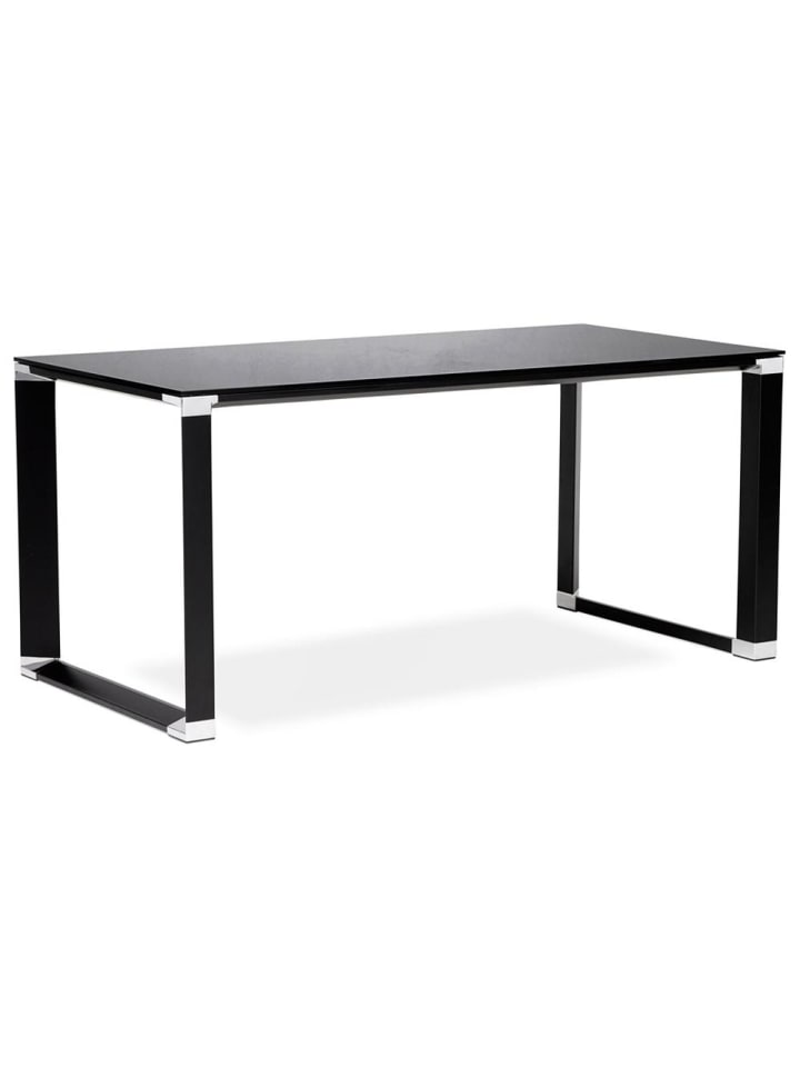 KADIMA DESIGN Schreibtisch Glas 160x80 cm minimalistisch Büro, Arbeitstisch in Schwarz günstig kaufen