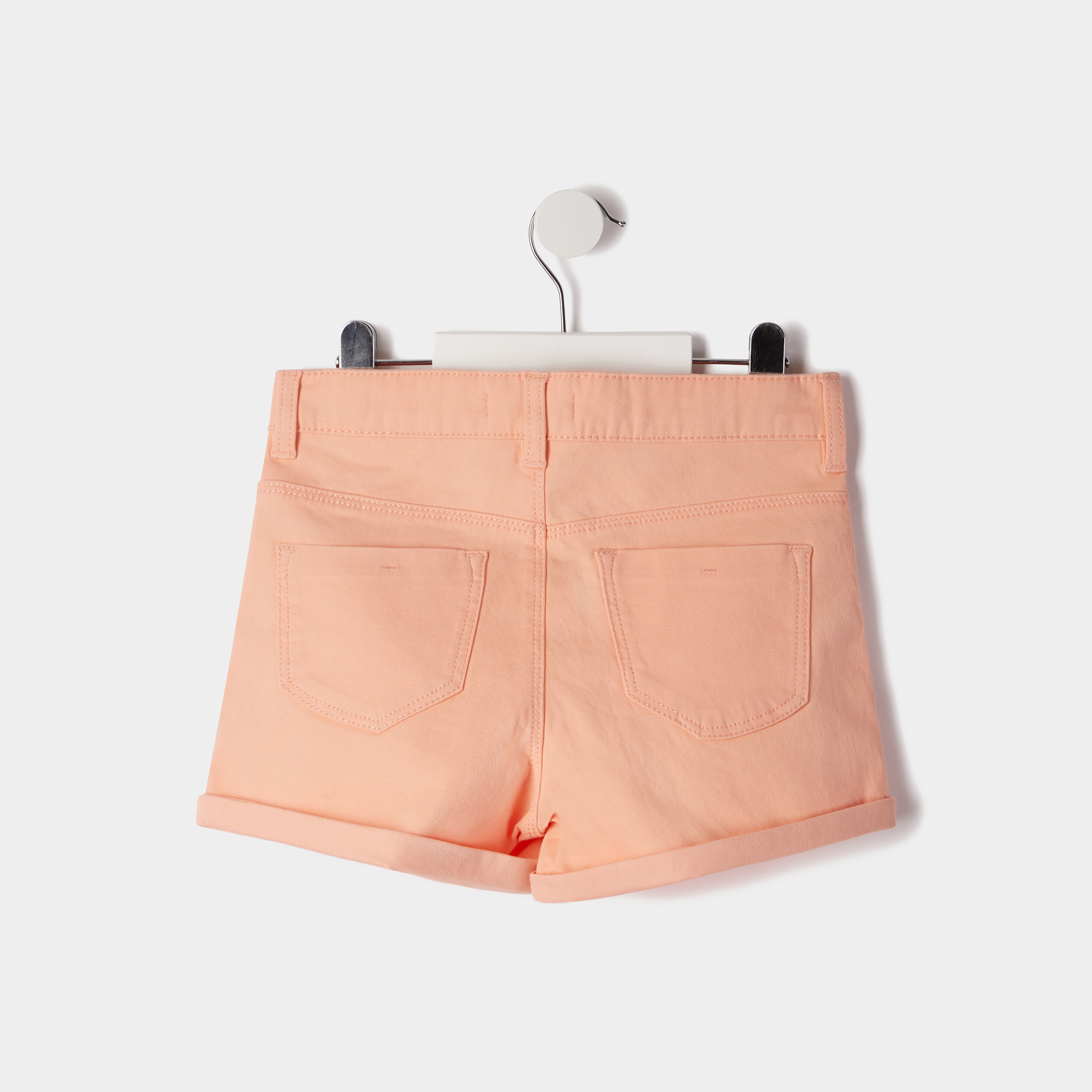 Short ajusté en twill rose saumon fille | La Halle