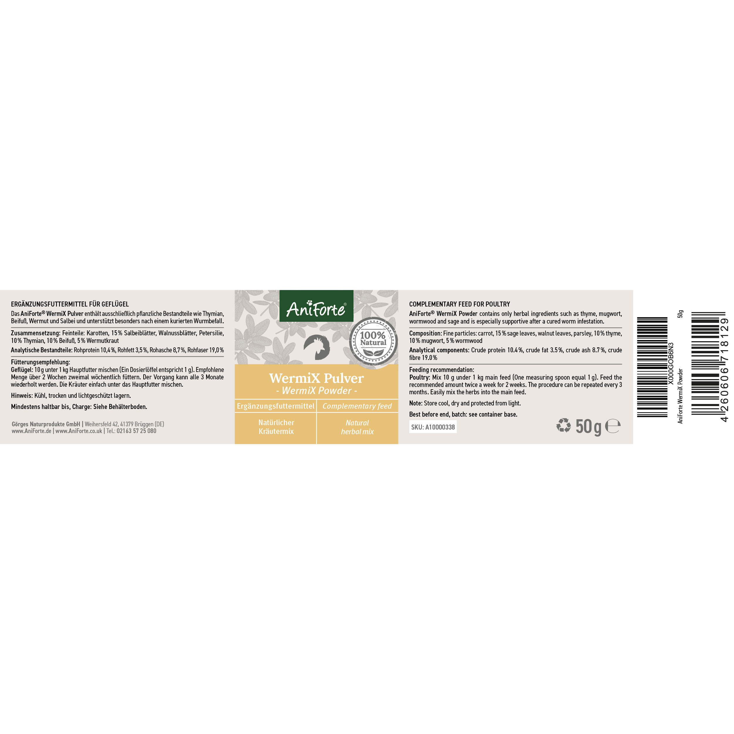 Aniforte Futter & Heu Aniforte Wermix für Hühner & Co 50g