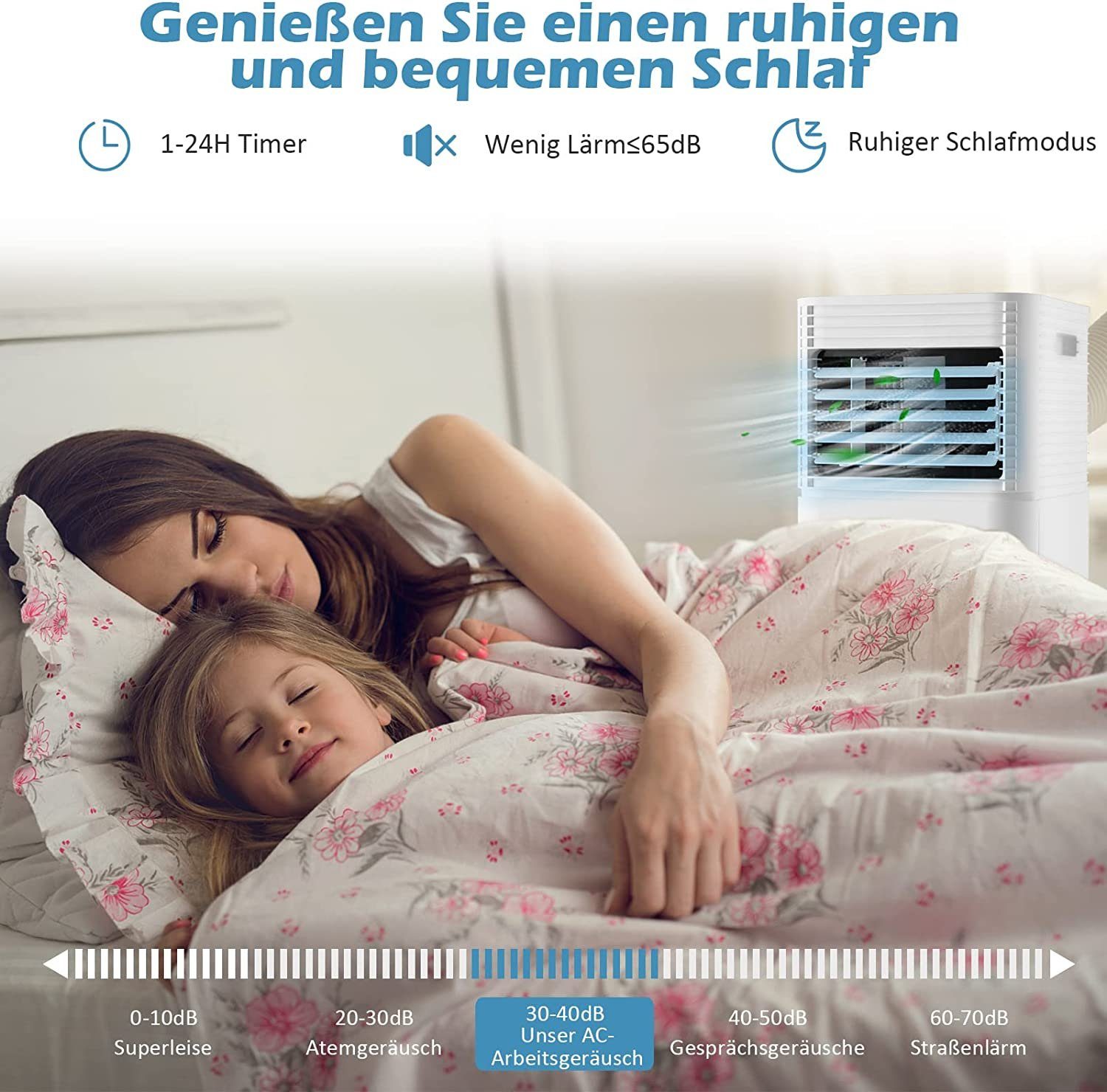 COSTWAY 3-in-1-Klimagerät, 7000BTU/2,1kW, 39m³, Fernbedienung, 16℃-32℃