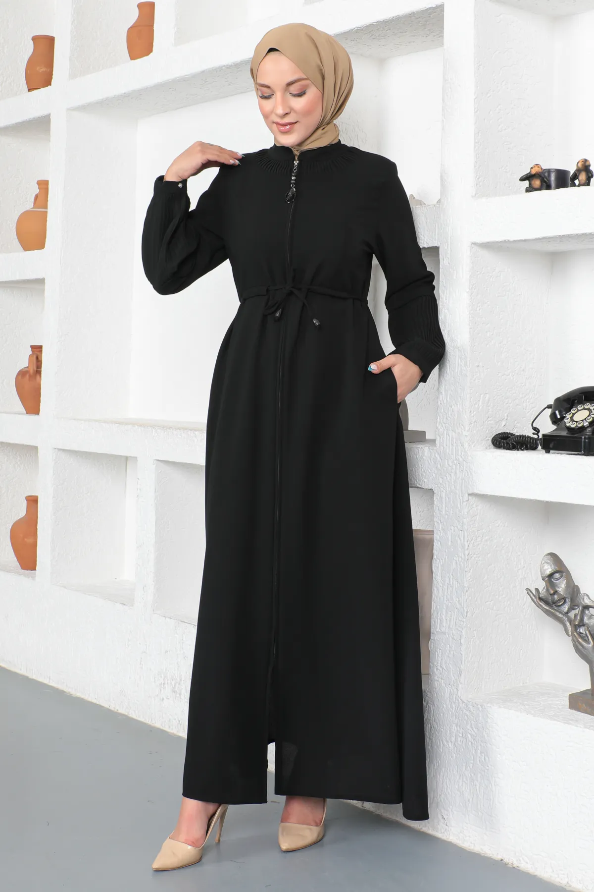 Tesettür Dünyası  Bindet Taille Hijab Abaya Tsd230342 Schwarz