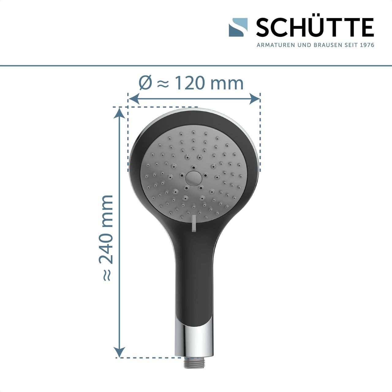 Schütte Handbrause BROADWAY, Duschkopf mit 5 Strahlarten in Chrom/Schwarz