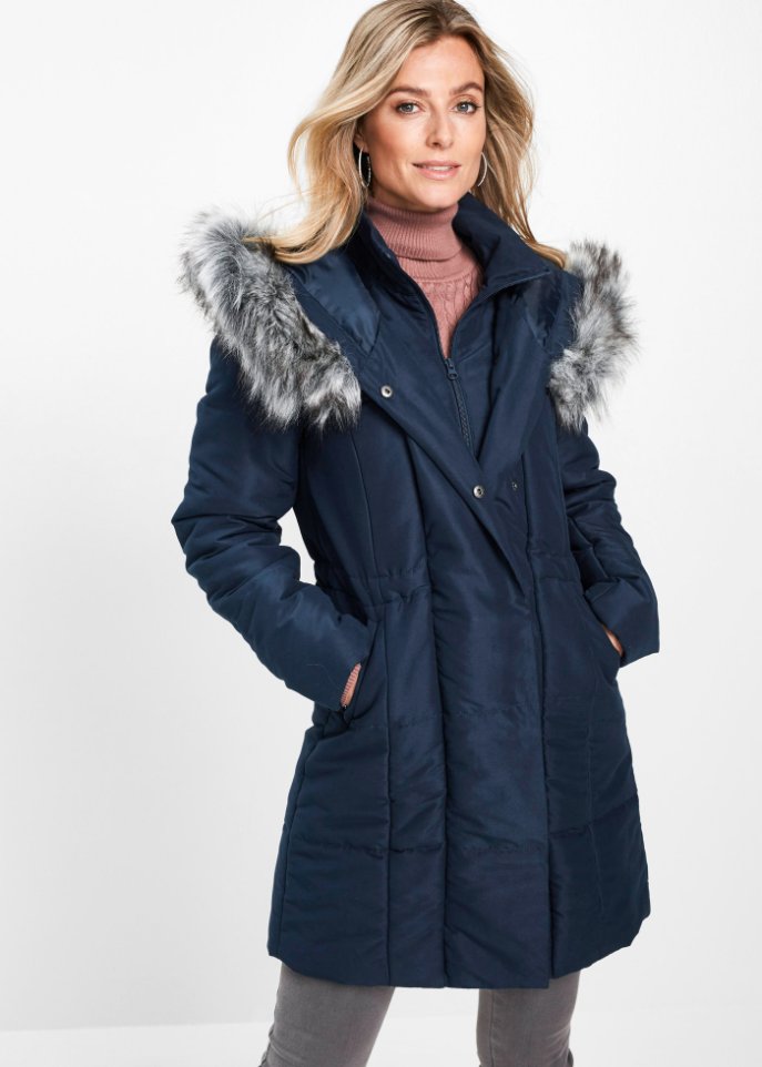 Longjacke mit Fellimitat