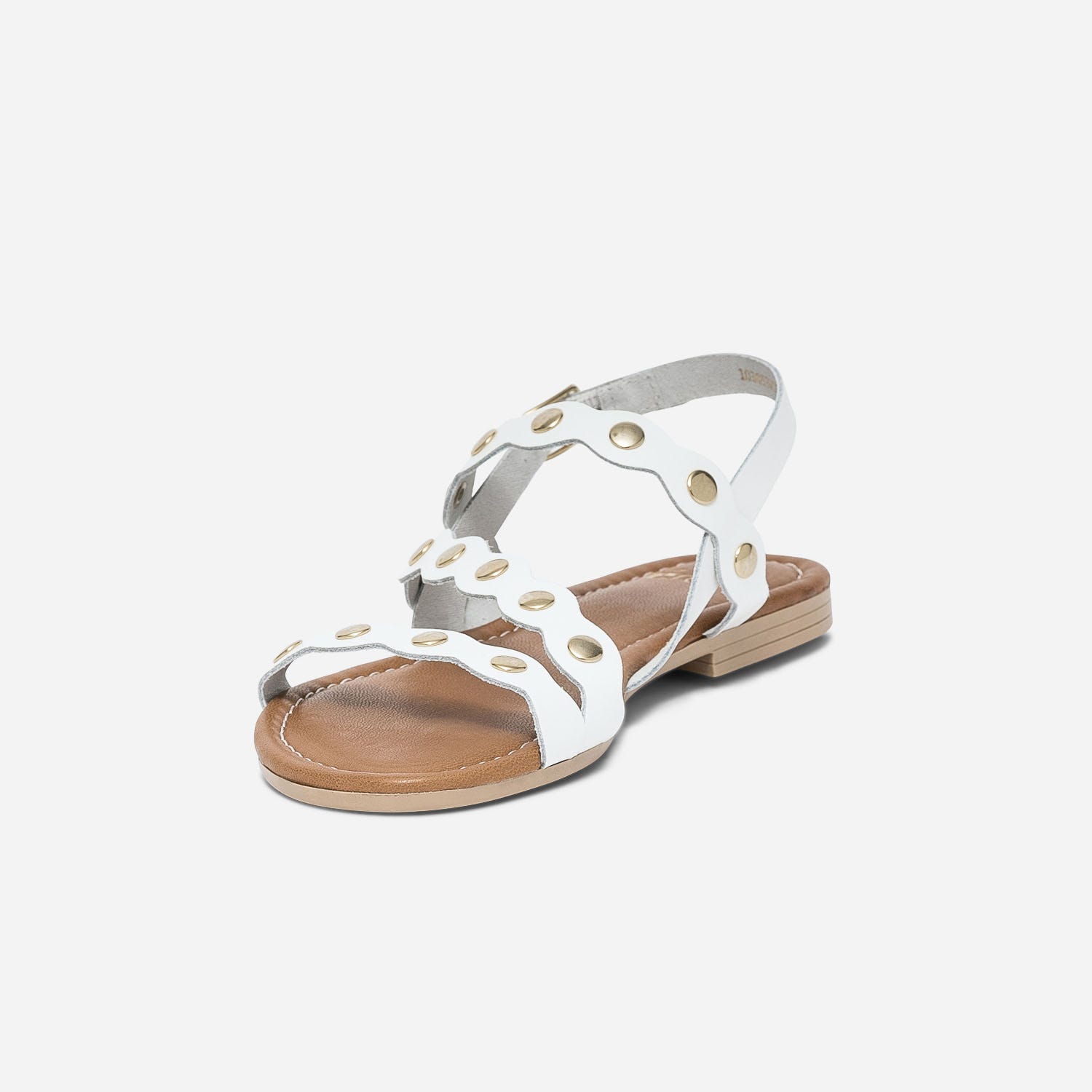 Sandale blanche en cuir à clous