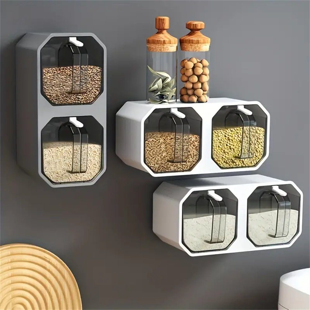 TUABUR Gewürzbehälter Wand-Gewürzbox, stanzfrei, Gewürzglas, Organizer