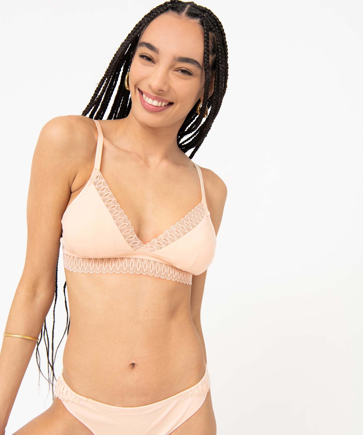 Soutien-gorge triangle sans armatures avec mousses amovibles rose | GEMO