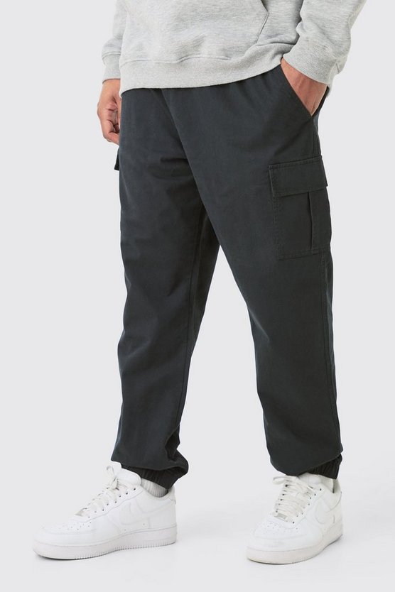 Plus Slim-Fit Twill Cargo-Hose mit elastischem Bund