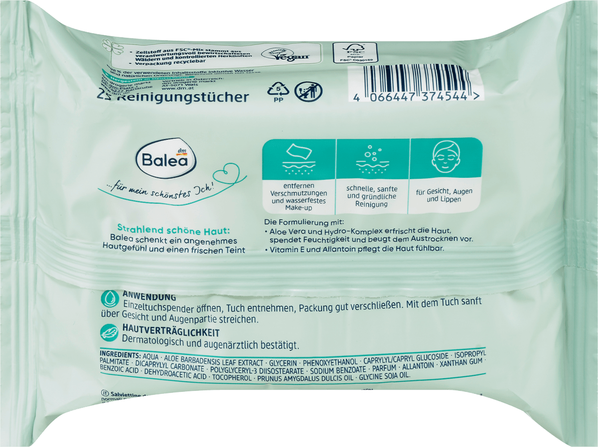 Abschminktücher 3in1 erfrischend, 25 St