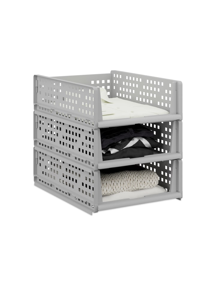 relaxdays 3 x Schrank Organizer in Grau - (B)33,5 x (H)13 x (T)43,5 cm günstig kaufen onesize