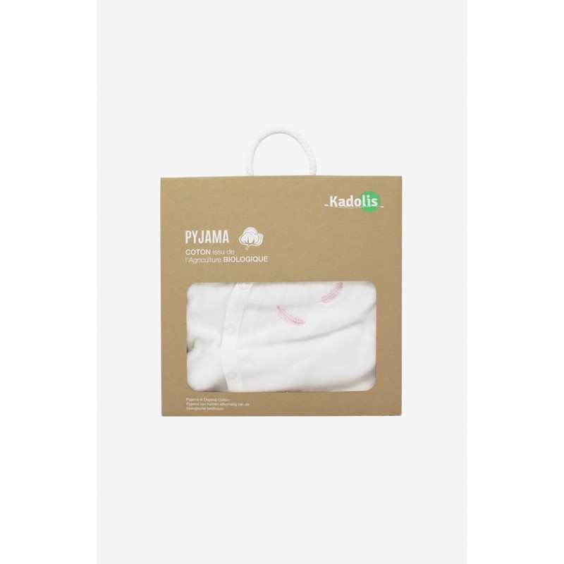 Pyjama bébé en Coton Bio à motifs plumes colorées
