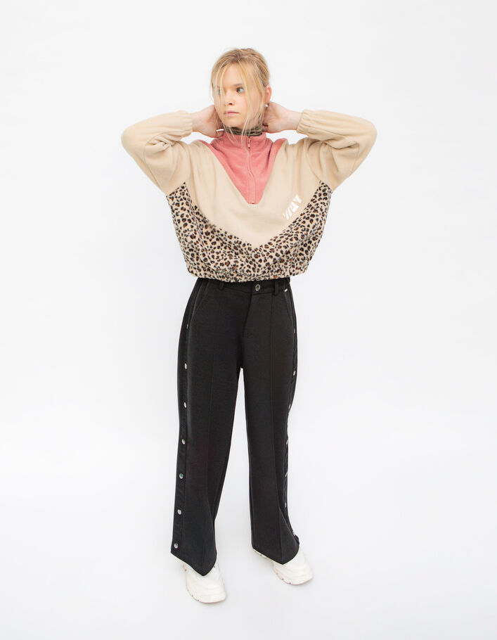 Sweat beige polaire esprit color block fille
