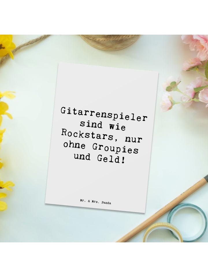 Mr. & Mrs. Panda Postkarte Spruch Gitarre Helden mit Spruch in Weiß günstig kaufen onesize