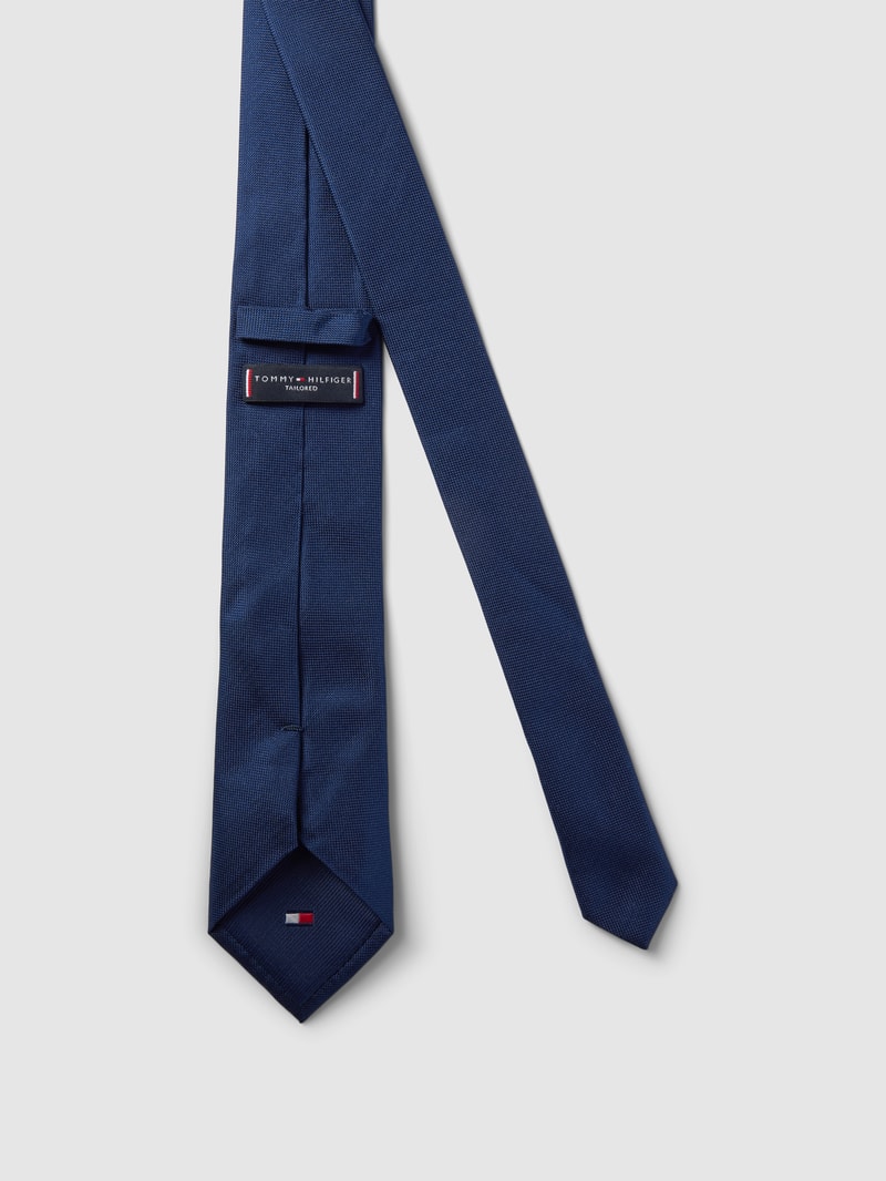 Seidenkrawatte mit feinem Webmuster Modell 'PLAIN WEAVE' in marineblau