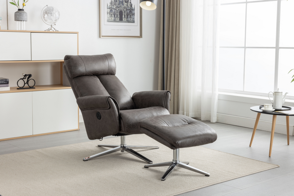 Happy Home Happy Home elektrisch verstellbarer Relaxsessel mit Hocker HWP51-GRA grau