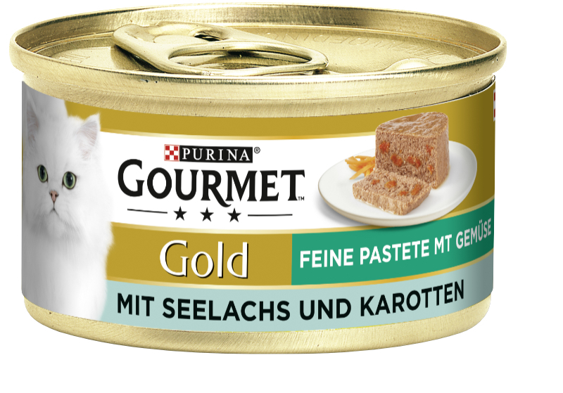 GOURMET Nassfutter GOURMET Gold Feine Pastete 12x85g Seelachs & Karotten