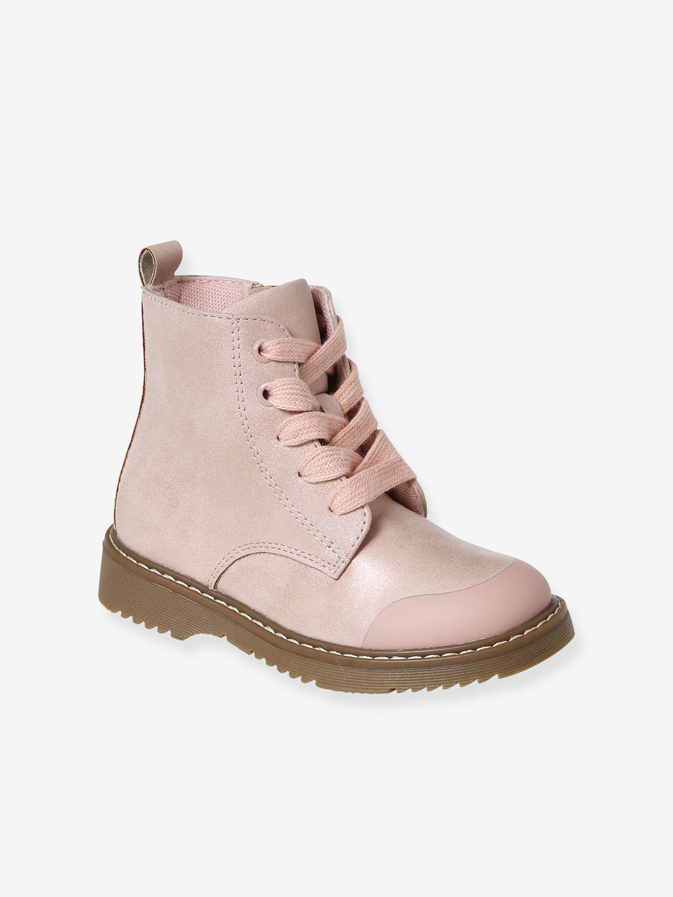 Vertbaudet Mädchen Schnürboots mit Reißverschluss - rosa